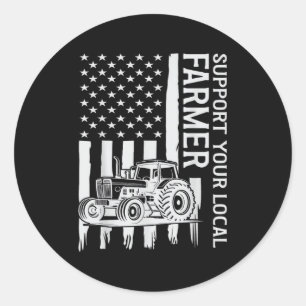 Patriot Farming Tractor USA Flag Farmer Father's D Classic Round Sticker