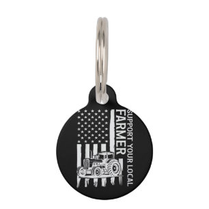 Patriot Farming Tractor USA Flag Farmer Father's D Pet Tag