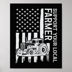 Patriot Farming Tractor USA Flag Farmer Father's D Poster