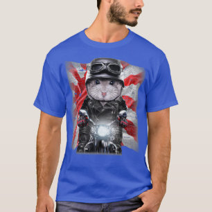 Patriot Grey Dwarf Hamster on Motorcycle with of T-Shirt