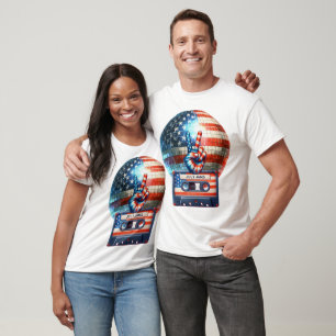 Patriot Groovy Retro July Music Jams T-Shirt