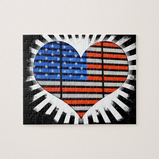 Patriot Heart American Flag Jigsaw Puzzle (Horizontal)