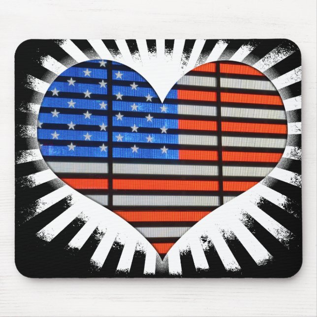 Patriot Heart American Flag Mouse Pad (Front)