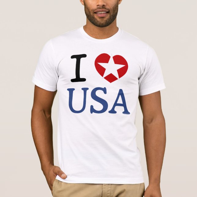 Patriot I HEART USA White Star America I LOVE USA T-Shirt (Front)