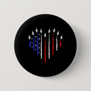 Patriot July 4th Fighter Jets Aeroplane Usa Flag K 6 Cm Round Badge