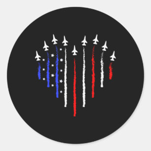Patriot July 4th Fighter Jets Aeroplane Usa Flag K Classic Round Sticker