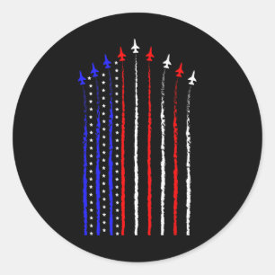 Patriot July 4th Fighter Jets Aeroplane Usa Flag K Classic Round Sticker