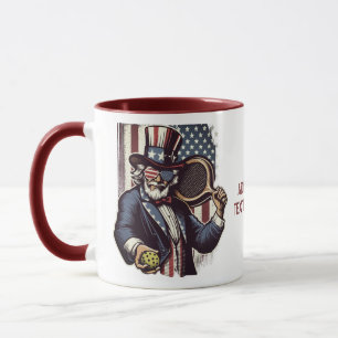 Patriot Pickleball Player USA Flag 4th July Gift Mug