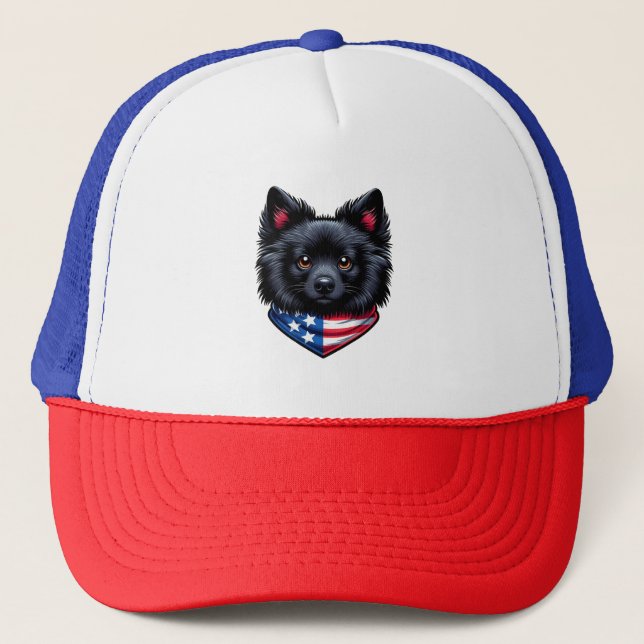 Patriot Pup Graphic Tee Trucker Hat (Front)