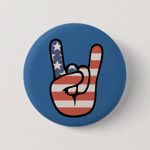 Patriot Rock Hand 6 Cm Round Badge