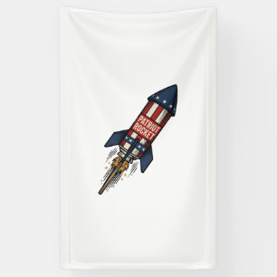 Patriot Rocket 4th of July Vintage Fireworks Desig Banner