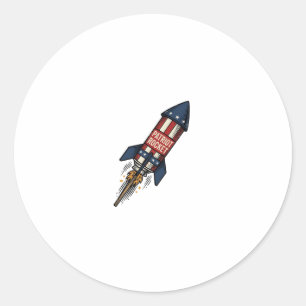 Patriot Rocket 4th of July Vintage Fireworks Desig Classic Round Sticker