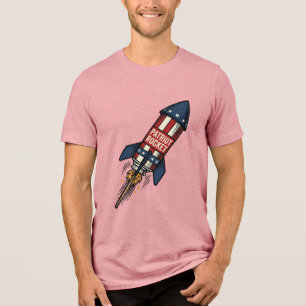 Patriot Rocket 4th of July Vintage Fireworks Desig Tri-Blend Shirt