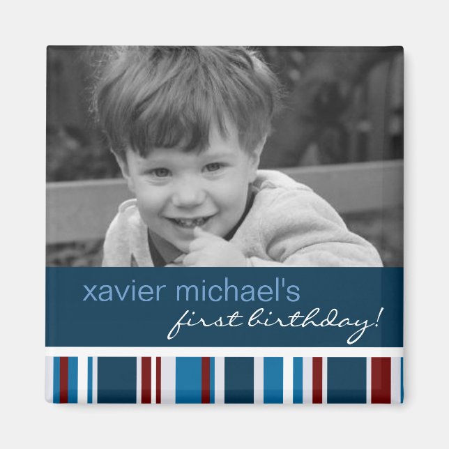Patriot Stripe Birthday Photo Magnet (Front)
