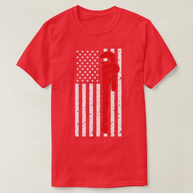 Patriot Thin Line Plumber T-Shirt (Design Front)