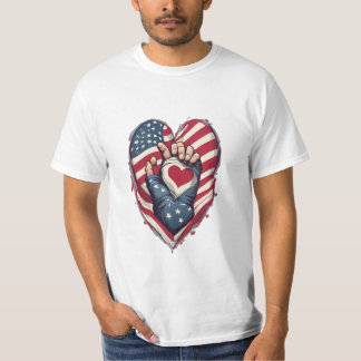 Patriot Threads: Where Flags and Hearts Unite T-Shirt