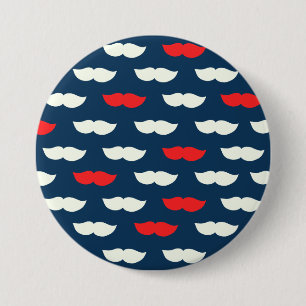 Patriot Vintage Red White Moustaches 7.5 Cm Round Badge
