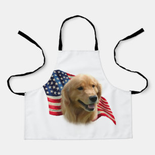 Patriotc Golden Retriever All-Over Print Apron