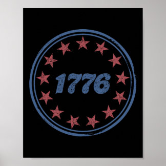 Patriotic 1776 America Retro 4th Of July Independe Poster