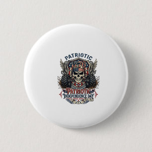 Patriotic 1776 Off Road Skull Monster Truck Heavy 6 Cm Round Badge