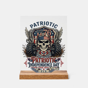 Patriotic 1776 Off Road Skull Monster Truck Heavy Acrylic Sign