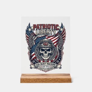 Patriotic 1776 Off Road Skull Monster Truck Heavy Acrylic Sign