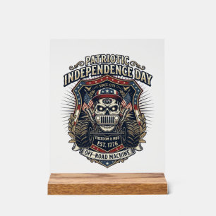 Patriotic 1776 Off Road Skull Monster Truck Heavy Acrylic Sign