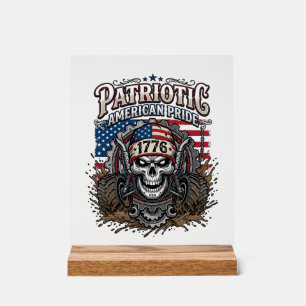 Patriotic 1776 Off Road Skull Monster Truck Heavy Acrylic Sign