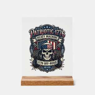 Patriotic 1776 Off Road Skull Monster Truck Heavy Acrylic Sign