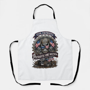 Patriotic 1776 Off Road Skull Monster Truck Heavy Apron