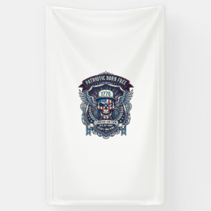 Patriotic 1776 Off Road Skull Monster Truck Heavy Banner