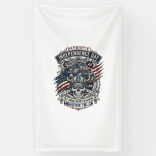Patriotic 1776 Off Road Skull Monster Truck Heavy Banner