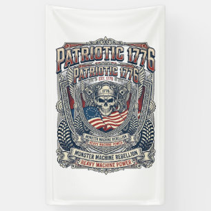 Patriotic 1776 Off Road Skull Monster Truck Heavy Banner