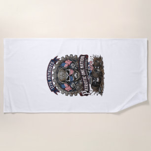 Patriotic 1776 Off Road Skull Monster Truck Heavy Beach Towel