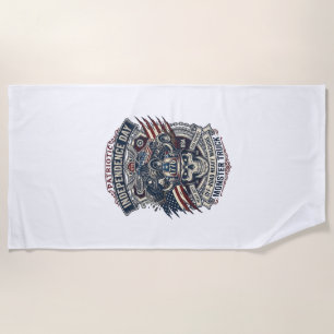 Patriotic 1776 Off Road Skull Monster Truck Heavy Beach Towel