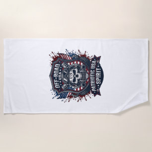 Patriotic 1776 Off Road Skull Monster Truck Heavy Beach Towel