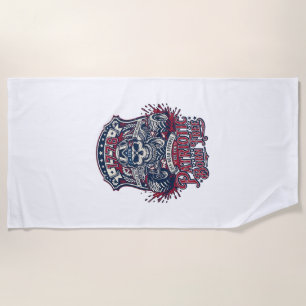 Patriotic 1776 Off Road Skull Monster Truck Heavy Beach Towel