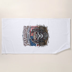 Patriotic 1776 Off Road Skull Monster Truck Heavy Beach Towel