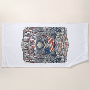 Patriotic 1776 Off Road Skull Monster Truck Heavy Beach Towel