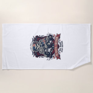 Patriotic 1776 Off Road Skull Monster Truck Heavy Beach Towel