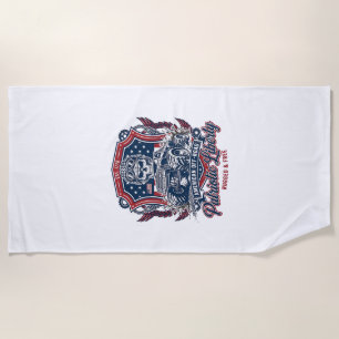 Patriotic 1776 Off Road Skull Monster Truck Heavy Beach Towel