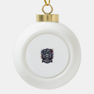 Patriotic 1776 Off Road Skull Monster Truck Heavy Ceramic Ball Christmas Ornament