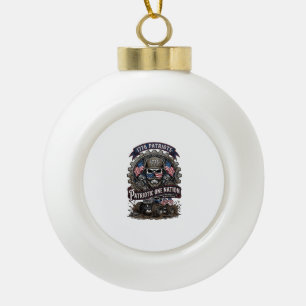 Patriotic 1776 Off Road Skull Monster Truck Heavy Ceramic Ball Christmas Ornament