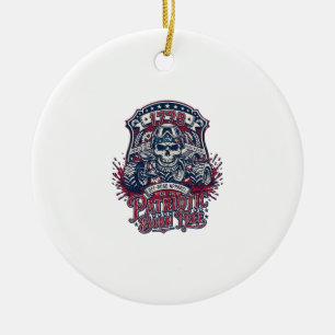 Patriotic 1776 Off Road Skull Monster Truck Heavy  Ceramic Ornament