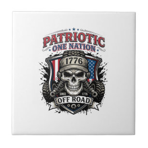 Patriotic 1776 Off Road Skull Monster Truck Heavy  Ceramic Tile
