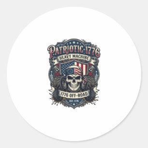 Patriotic 1776 Off Road Skull Monster Truck Heavy Classic Round Sticker