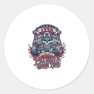 Patriotic 1776 Off Road Skull Monster Truck Heavy Classic Round Sticker