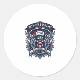 Patriotic 1776 Off Road Skull Monster Truck Heavy Classic Round Sticker
