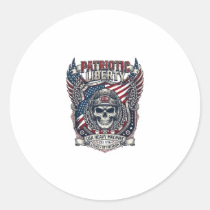 Patriotic 1776 Off Road Skull Monster Truck Heavy Classic Round Sticker