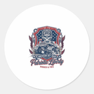Patriotic 1776 Off Road Skull Monster Truck Heavy Classic Round Sticker